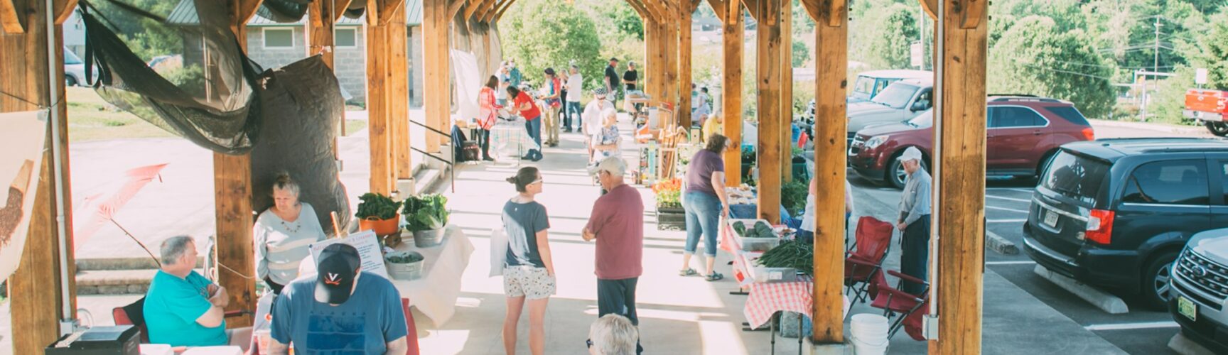 People shopping at a farmers market